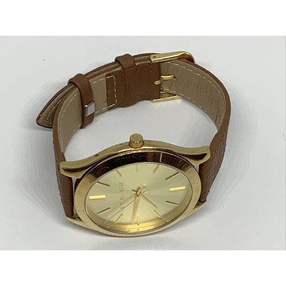 Michael Kors Slim Runway MK3179 Women's Brown Leather Analog Dial Watch WFH211 - Picture 7 of 11